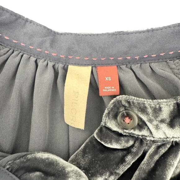 Pilcro x Anthropologie - Velvet Balloon Sleeve Button Down Blouse Top Sz Xs - Picture 7 of 10
